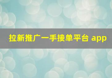 拉新推广一手接单平台 app